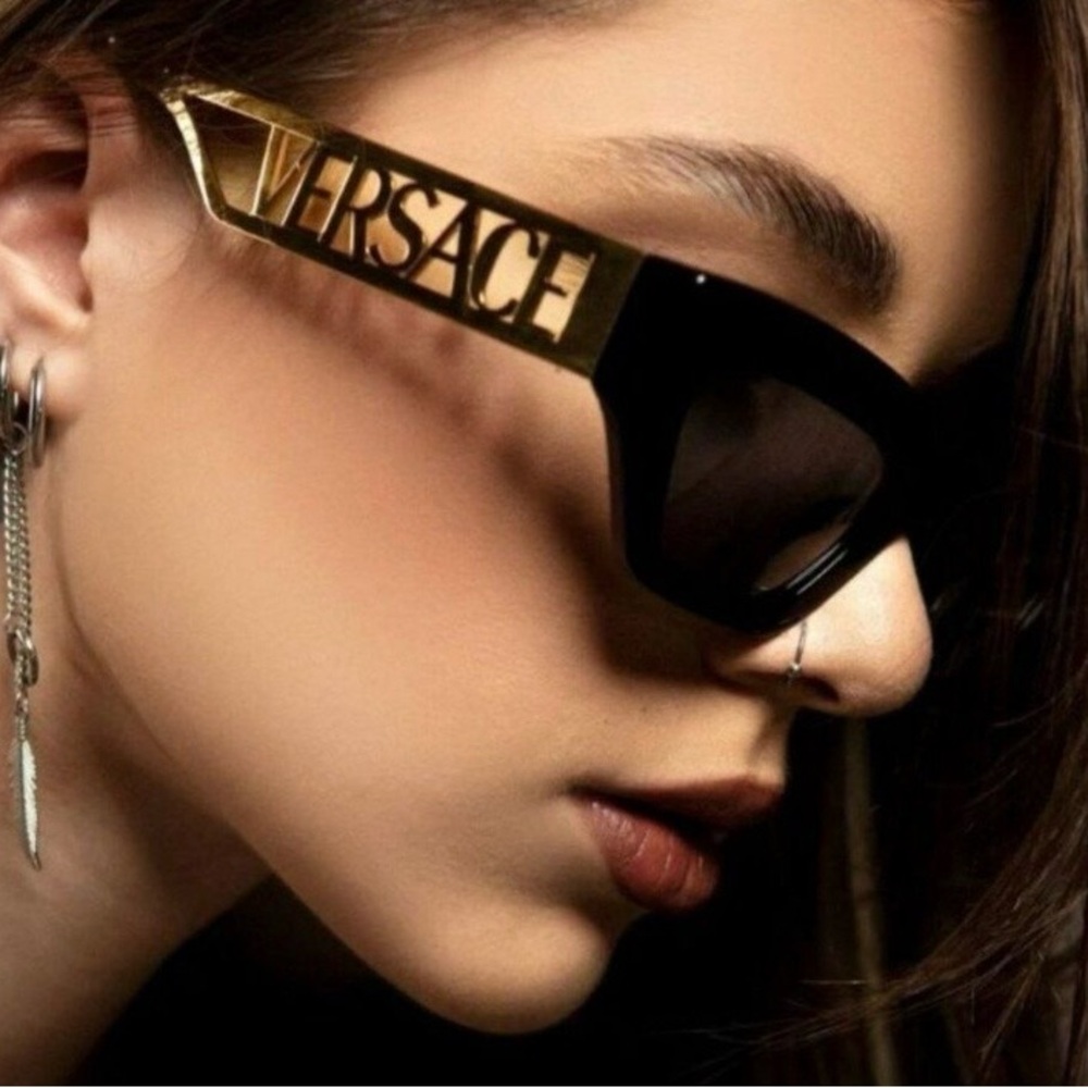 Versace Black and Gold Sunglasses - Picture 4 of 6